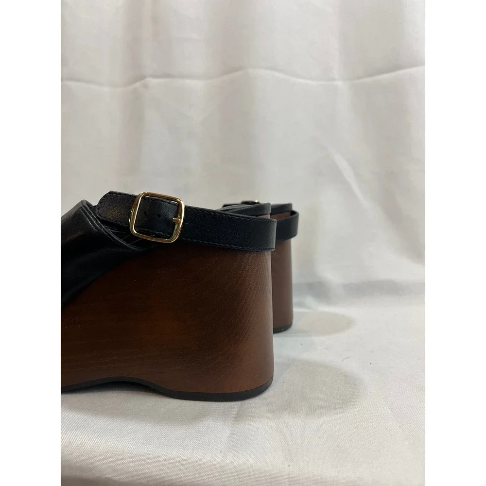 Universal Thread Womens Black Crossover Platform Wedge Sandals Size 9.5 NEW